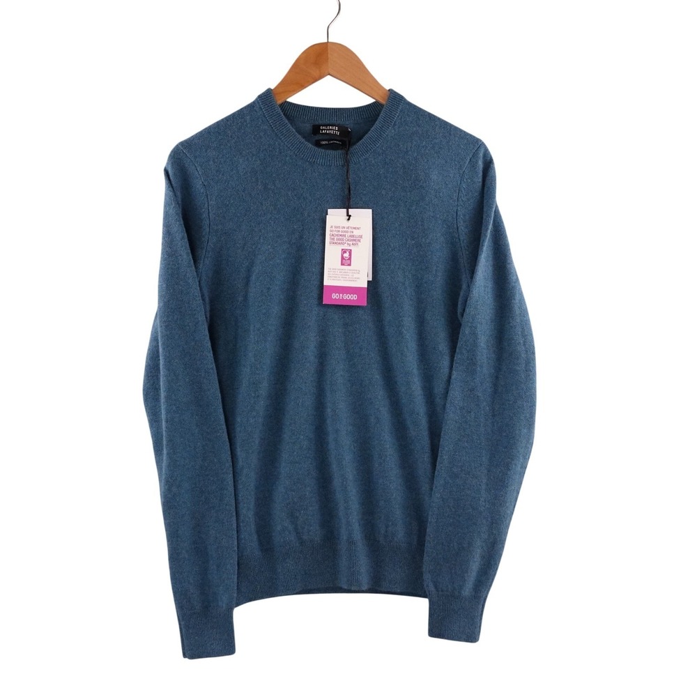 Galeries Lafayette Mens 100% Premium Cashmere Crewneck‎ Sweater Blue Small NWT